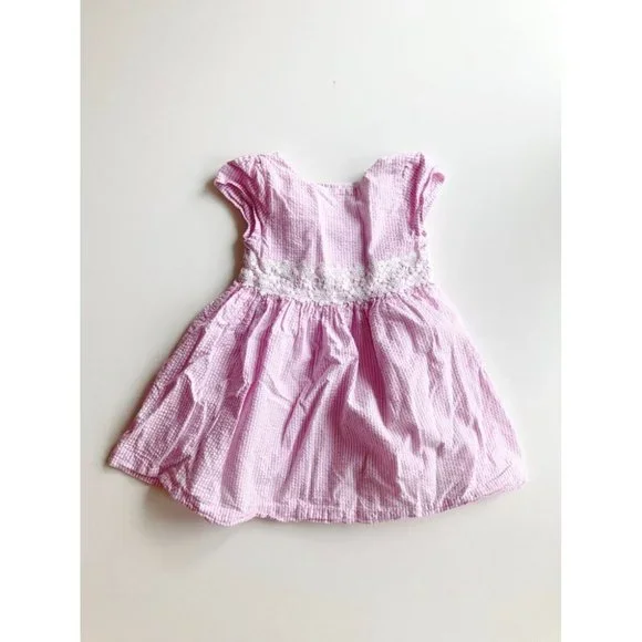 Lot of 2 RALPH LAUREN 24M Baby Dresses - Red Plaid Taffeta & Pink Seersucker - Picture 9 of 16